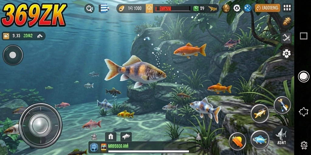 Tampilan gameplay 369ZK dengan aksi memancing yang seru.