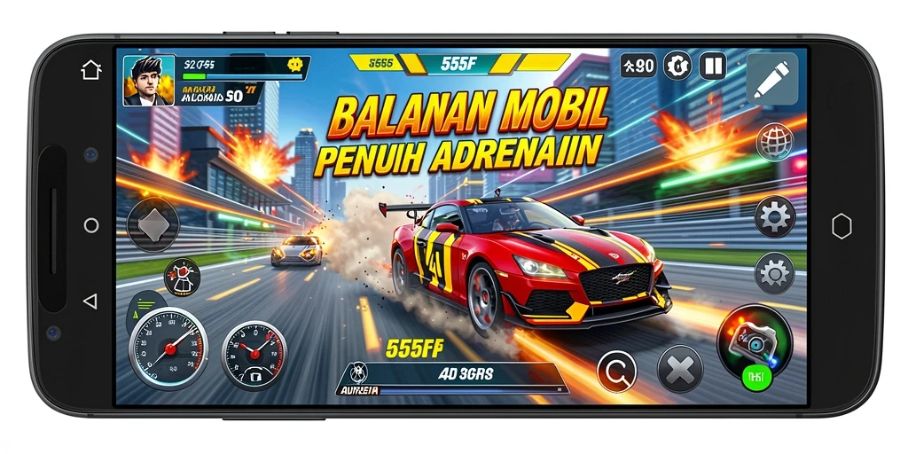 Tampilan gameplay Racing yang seru dan mendebarkan di 555F.