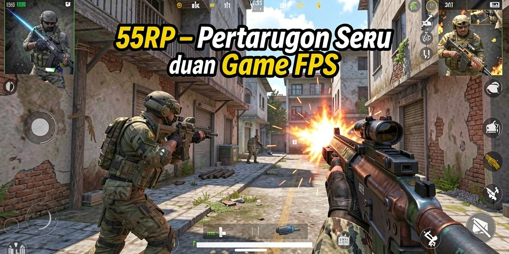 Screenshot dari gameplay menegangkan di 55RP.