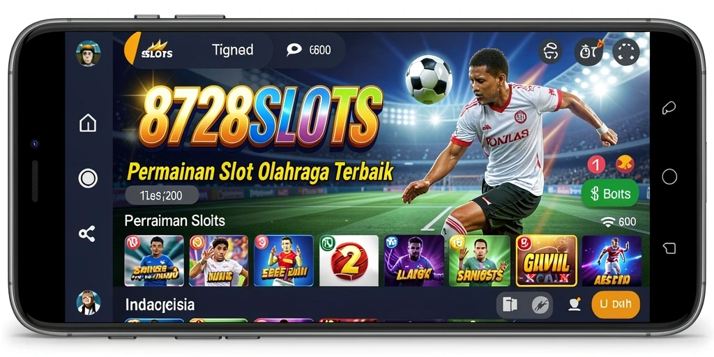 Tampilan gameplay 8728SLOTS dengan tema olahraga yang seru.