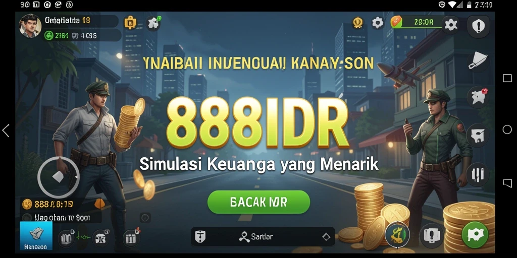 Tampilan gameplay 888IDR dengan skenario simulasi keuangan menarik.