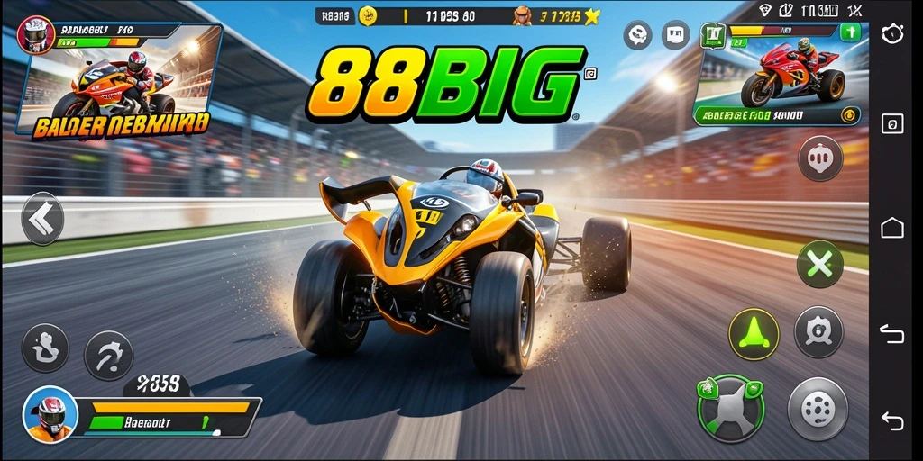 Tampilan gameplay 88BIG yang mendebarkan saat balapan.