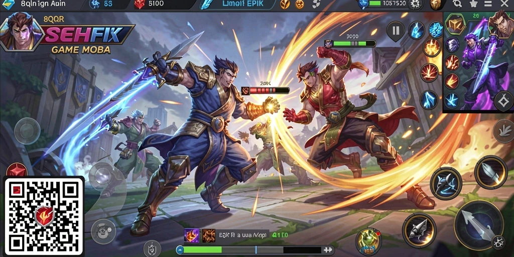 Tampilan gameplay seru dan strategi dalam 8QR.