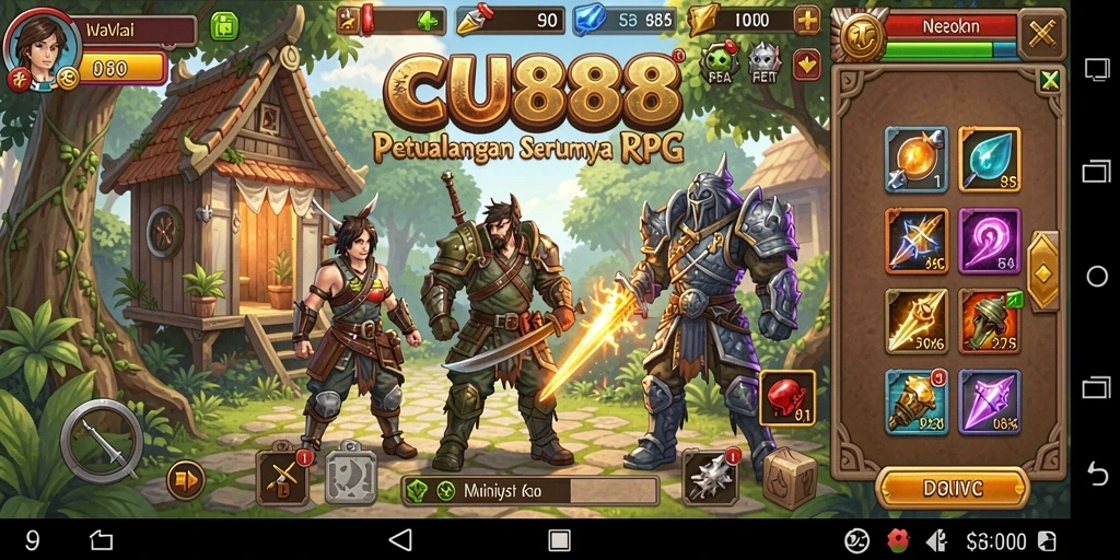 Screenshot CU888 menampilkan aksi pertarungan seru dalam gameplay RPG.