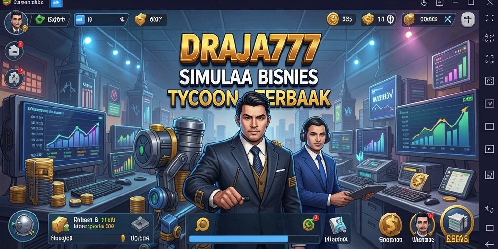 Screenshot gameplay DRAJA777 menampilkan simulasi bisnis yang immersive.