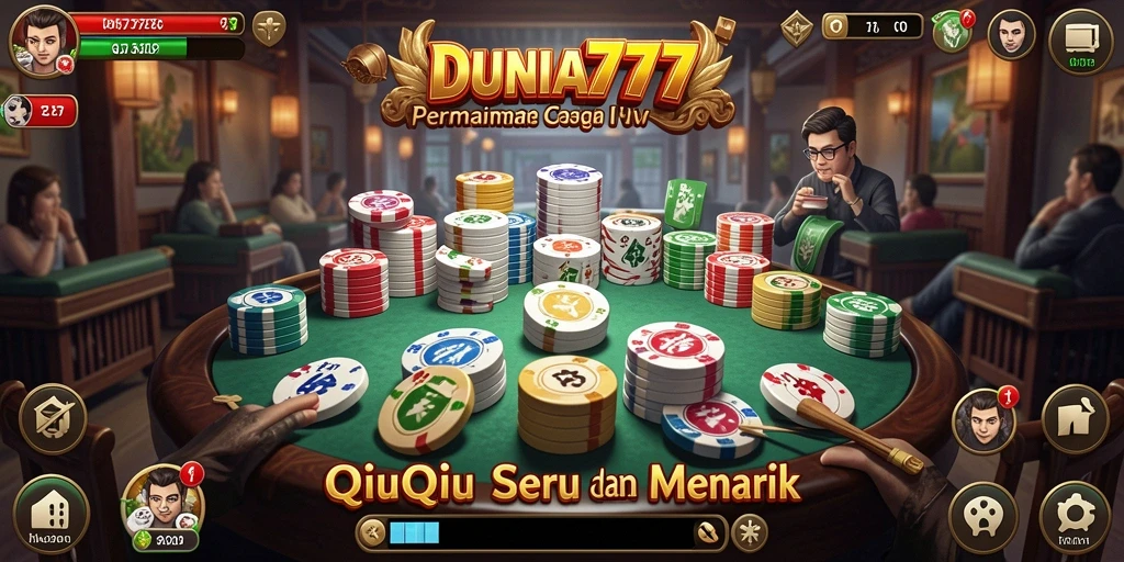 Screenshot DUNIA777 menampilkan aksi seru permainan QiuQiu.