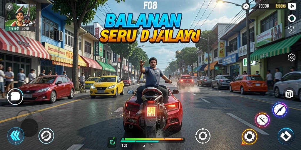 Screenshot game FO8 menampilkan aksi balapan yang mendebarkan di trek.