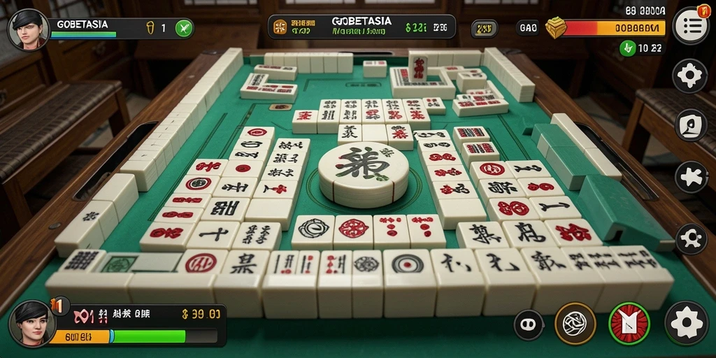 Tampilan gameplay menarik dari GOBETASIA dengan tantangan Mahjong.