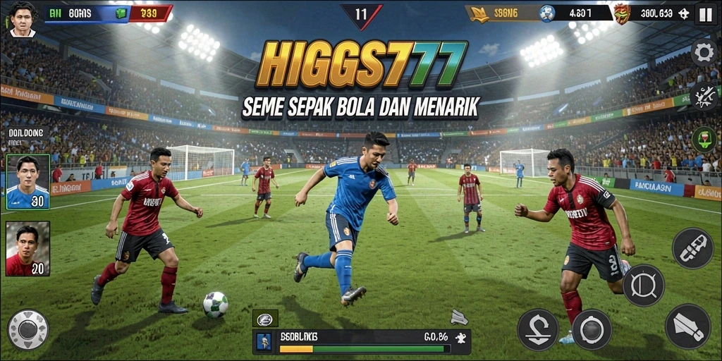 Tampilan gameplay <strong>HIGGS777</strong> yang menarik dengan aksi sepak bola seru.