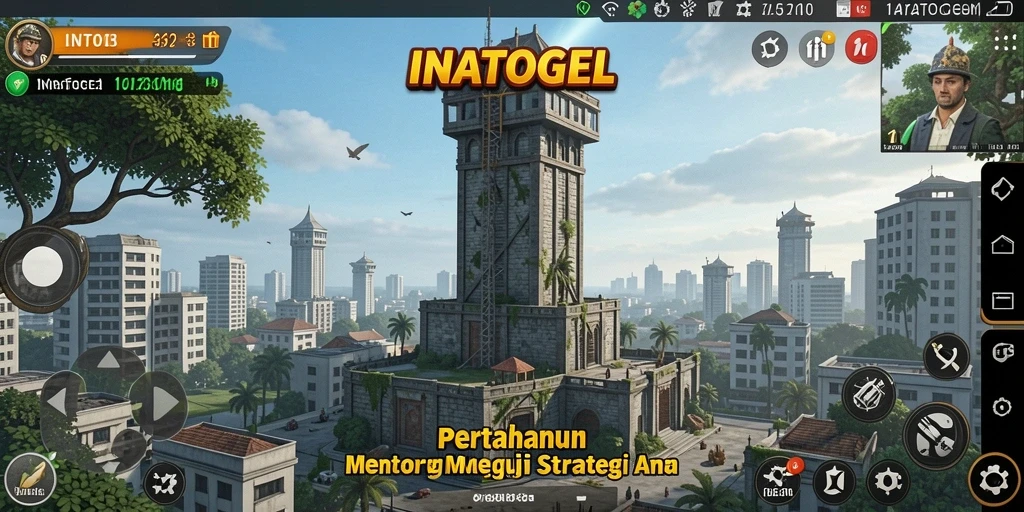 Tangkapan layar menunjukkan serangan menara di peta permainan Tower Defense.
