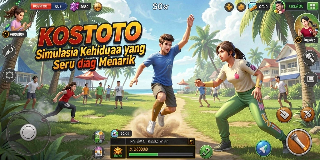 Screenshot gameplay KOSTOTO menampilkan suasana simulasi yang realistis.