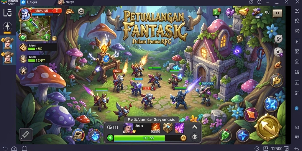Screenshot menunjukkan pengalaman pertempuran seru dalam game RPG.