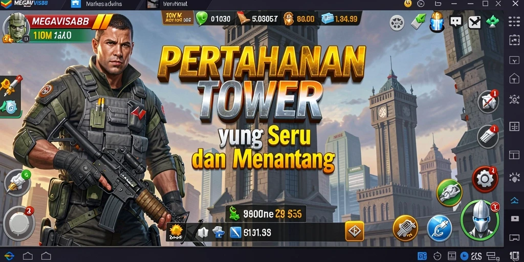Tangkapan layar utama MEGAVISA88 menunjukkan aksi menara pertahanan yang strategis.