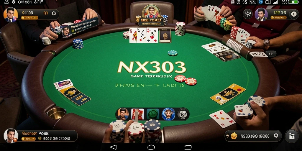 Tampilan gameplay seru dalam aplikasi poker NX303.