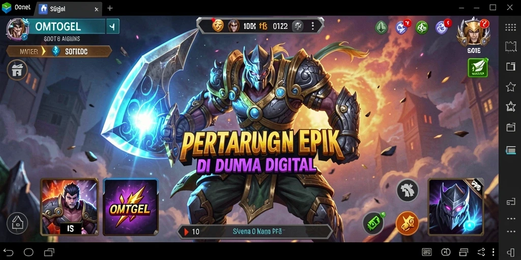 Tampilan aksi seru dari pertarungan karakter di OMTOGEL.