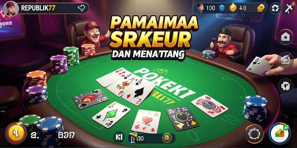 Tampilan gameplay poker yang seru dan interaktif di REPUBLIK77.