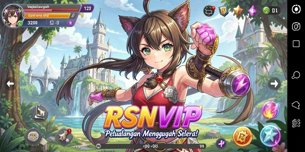 Tampilan gameplay RSNVIP yang menampilkan aksi petualangan Anime yang mendebarkan.