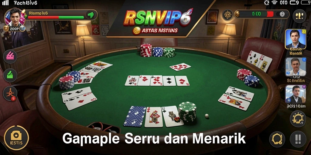 Screenshot gameplay RSNVIP6 menampilkan keseruan bermain Gaple.