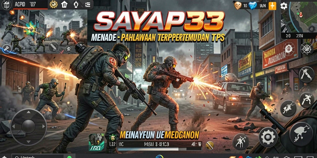 Screenshot SAYAP33 menunjukkan pertempuran intens di arena TPS.