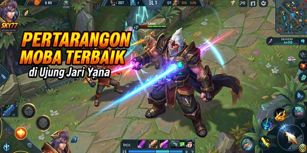 Tampilan gameplay MOBA yang menegangkan di SKY77.