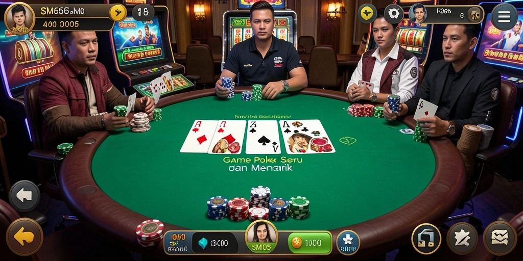 Tampilan gameplay Poker yang seru dan mendebarkan di SM605.
