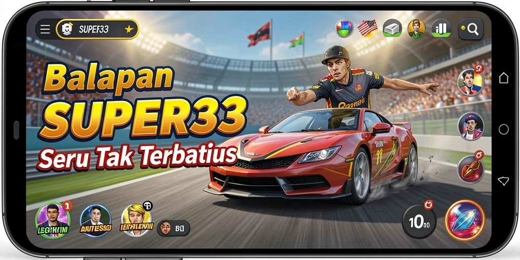 Tampilan gameplay balapan yang mendebarkan di SUPER33.