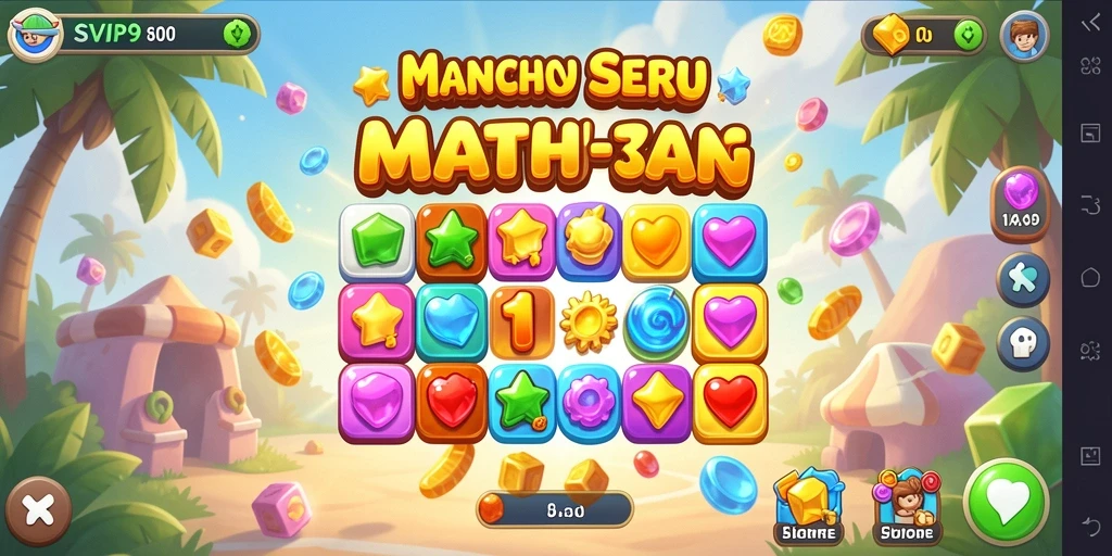 Screenshot SVIP9 menampilkan gameplay match-3 yang mendebarkan.