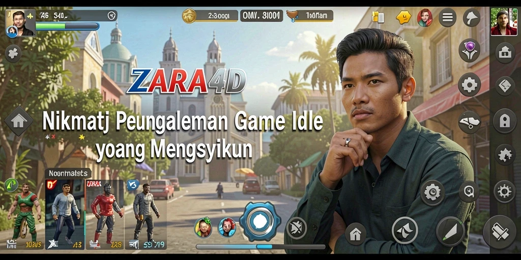 Screenshot gameplay ZARA4D menampilkan pengumpulan sumber daya secara otomatis.